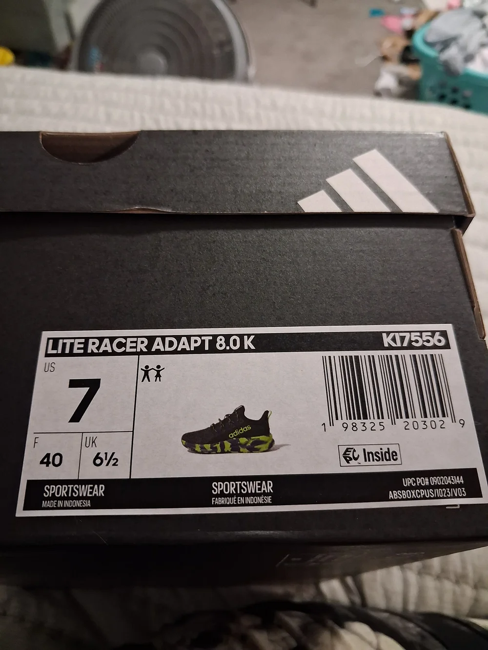 adidas Kids Lite Racer Adapt 8 Athletic Shoes - Black & Blue